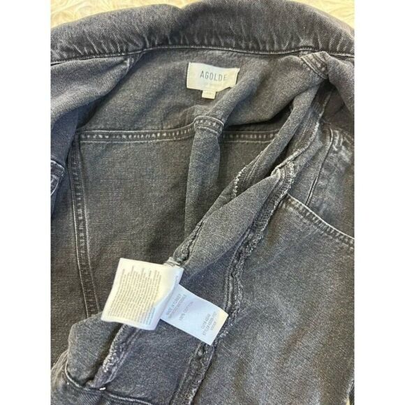 AGOLDE Women’s Black Vivian Cropped Denim Jean Jacket Size XS Distressed - Picture 9 of 11